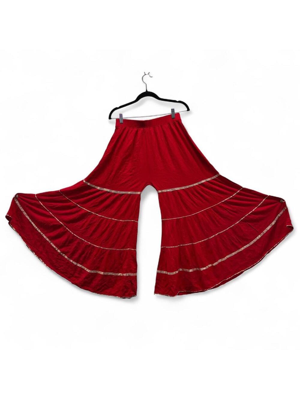 Wide Leg Red Trousers